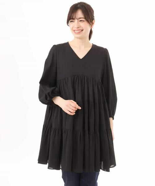 MK MICHEL KLEIN / エムケーミッシェルクラン シャツ・ブラウス | Vネックコットンシフォンチュニックブラウス/洗える | 詳細16