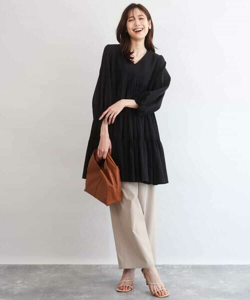 MK MICHEL KLEIN / エムケーミッシェルクラン シャツ・ブラウス | Vネックコットンシフォンチュニックブラウス/洗える | 詳細3