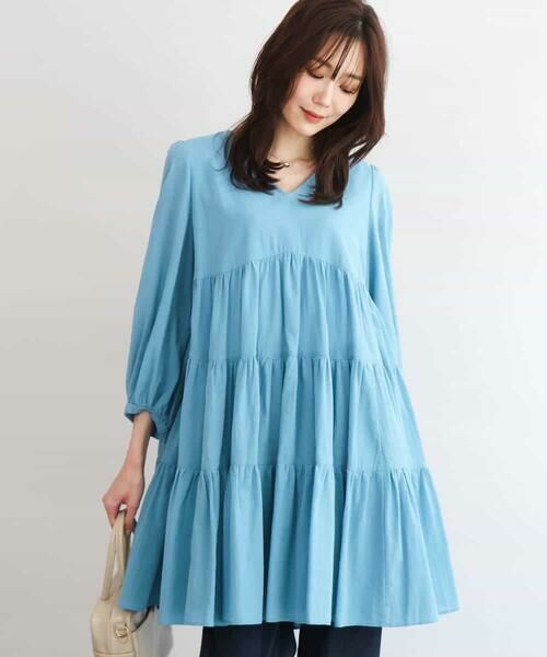 MK MICHEL KLEIN / エムケーミッシェルクラン シャツ・ブラウス | Vネックコットンシフォンチュニックブラウス/洗える | 詳細5