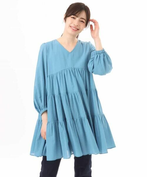 MK MICHEL KLEIN / エムケーミッシェルクラン シャツ・ブラウス | Vネックコットンシフォンチュニックブラウス/洗える | 詳細9