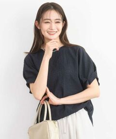 MK MICHEL KLEIN / エムケーミッシェルクラン シャツ・ブラウス | シアーチェック柄タックスリーブブラウス/洗える