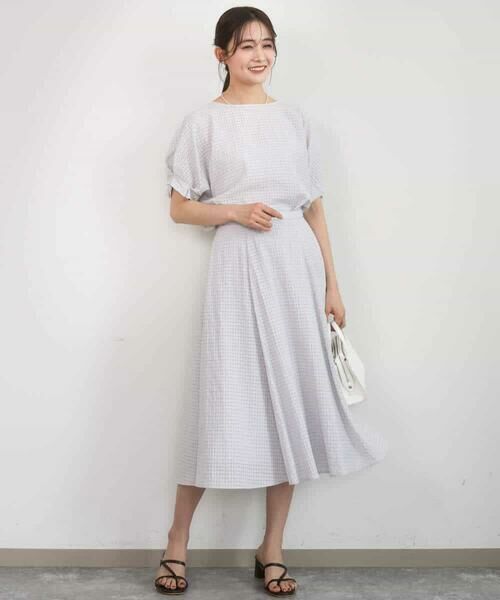 MK MICHEL KLEIN / エムケーミッシェルクラン シャツ・ブラウス | シアーチェック柄タックスリーブブラウス/洗える | 詳細13