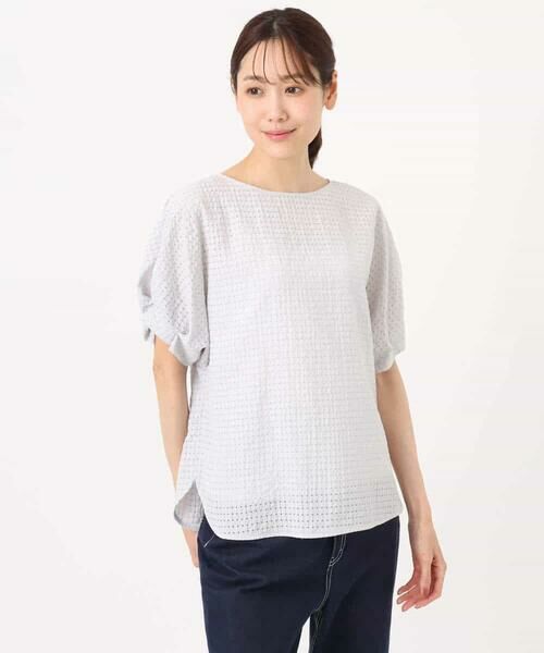 MK MICHEL KLEIN / エムケーミッシェルクラン シャツ・ブラウス | シアーチェック柄タックスリーブブラウス/洗える | 詳細15