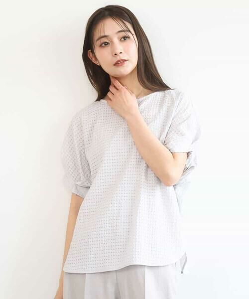 MK MICHEL KLEIN / エムケーミッシェルクラン シャツ・ブラウス | シアーチェック柄タックスリーブブラウス/洗える | 詳細8