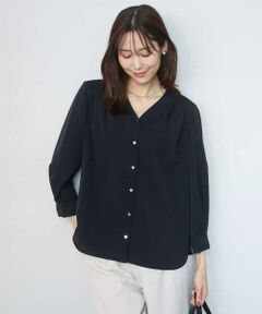 MK MICHEL KLEIN / エムケーミッシェルクラン シャツ・ブラウス | Vネックサテンブラウス/洗える