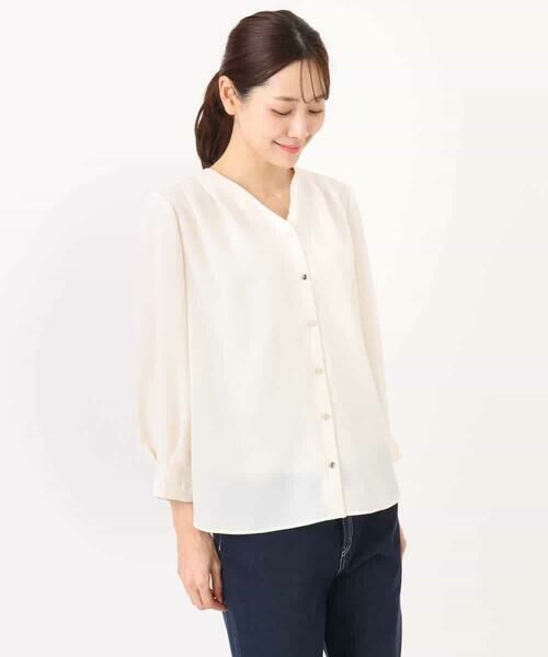 MK MICHEL KLEIN / エムケーミッシェルクラン シャツ・ブラウス | Vネックサテンブラウス/洗える | 詳細21