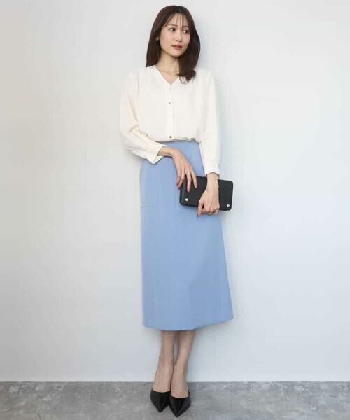 MK MICHEL KLEIN / エムケーミッシェルクラン シャツ・ブラウス | Vネックサテンブラウス/洗える | 詳細6