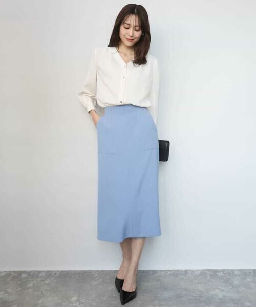 MK MICHEL KLEIN / エムケーミッシェルクラン シャツ・ブラウス | Vネックサテンブラウス/洗える | 詳細7