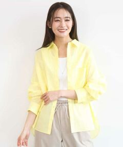 MK MICHEL KLEIN / エムケーミッシェルクラン シャツ・ブラウス | リネン混カラーシャツブラウス/接触冷感/洗える