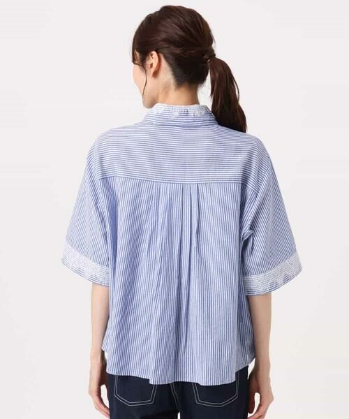 MK MICHEL KLEIN / エムケーミッシェルクラン シャツ・ブラウス | [洗える]ストライプレース五分袖シャツブラウス | 詳細11