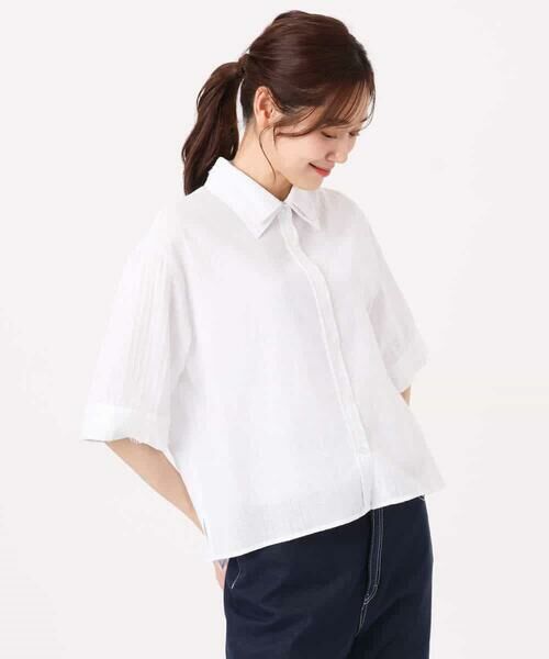 MK MICHEL KLEIN / エムケーミッシェルクラン シャツ・ブラウス | [洗える]ストライプレース五分袖シャツブラウス | 詳細18