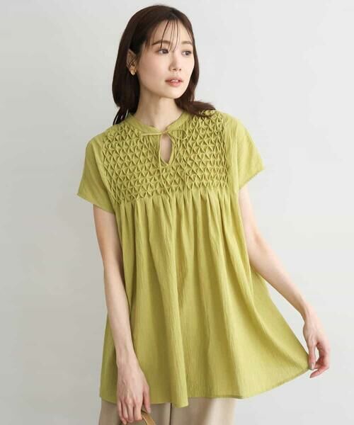 MK MICHEL KLEIN / エムケーミッシェルクラン シャツ・ブラウス | [洗える]ハンドスモッキングブラウス | 詳細1