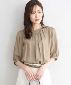 MK MICHEL KLEIN / エムケーミッシェルクラン シャツ・ブラウス | [UVカット/接触冷感/洗える]サテン フロントタックデザインブラウス