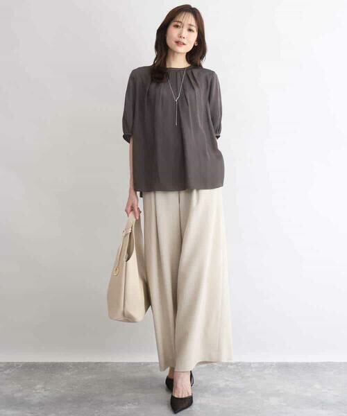 MK MICHEL KLEIN / エムケーミッシェルクラン シャツ・ブラウス | [UVカット/接触冷感/洗える]サテン フロントタックデザインブラウス | 詳細10