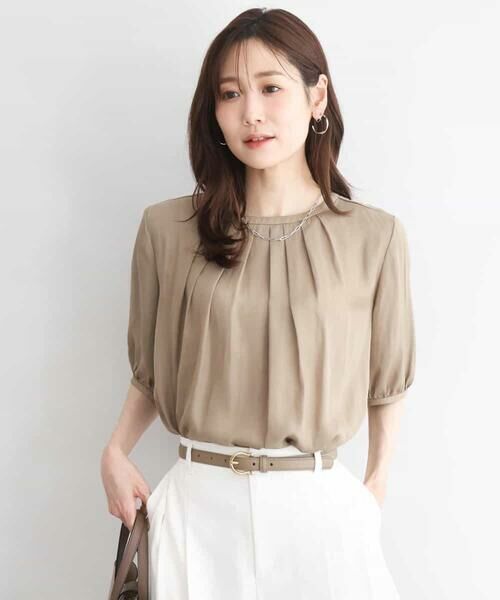 MK MICHEL KLEIN / エムケーミッシェルクラン シャツ・ブラウス | [UVカット/接触冷感/洗える]サテン フロントタックデザインブラウス | 詳細11