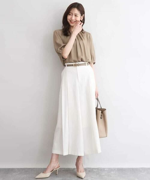 MK MICHEL KLEIN / エムケーミッシェルクラン シャツ・ブラウス | [UVカット/接触冷感/洗える]サテン フロントタックデザインブラウス | 詳細12