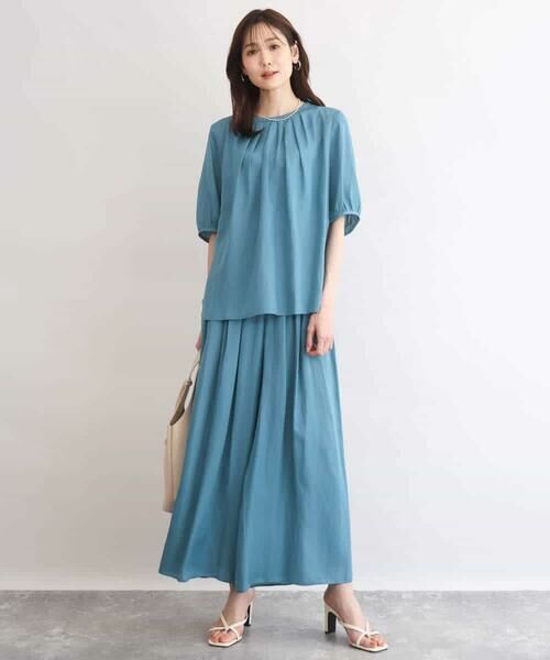 MK MICHEL KLEIN / エムケーミッシェルクラン シャツ・ブラウス | [UVカット/接触冷感/洗える]サテン フロントタックデザインブラウス | 詳細2