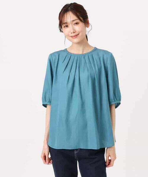 MK MICHEL KLEIN / エムケーミッシェルクラン シャツ・ブラウス | [UVカット/接触冷感/洗える]サテン フロントタックデザインブラウス | 詳細23