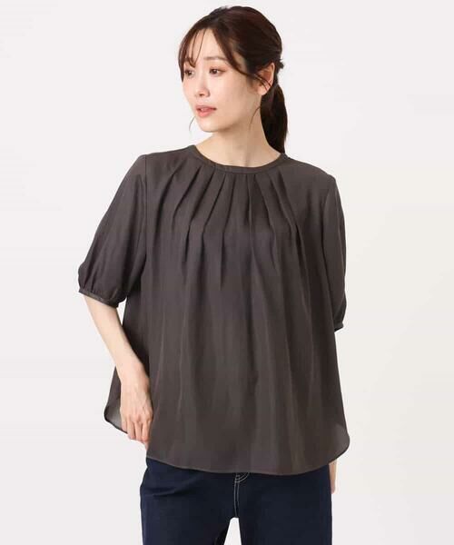 MK MICHEL KLEIN / エムケーミッシェルクラン シャツ・ブラウス | [UVカット/接触冷感/洗える]サテン フロントタックデザインブラウス | 詳細25