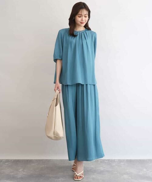 MK MICHEL KLEIN / エムケーミッシェルクラン シャツ・ブラウス | [UVカット/接触冷感/洗える]サテン フロントタックデザインブラウス | 詳細3