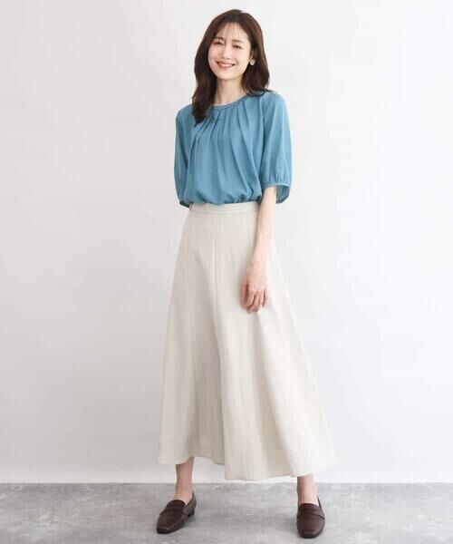 MK MICHEL KLEIN / エムケーミッシェルクラン シャツ・ブラウス | [UVカット/接触冷感/洗える]サテン フロントタックデザインブラウス | 詳細4