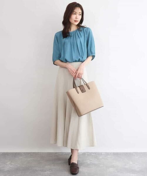 MK MICHEL KLEIN / エムケーミッシェルクラン シャツ・ブラウス | [UVカット/接触冷感/洗える]サテン フロントタックデザインブラウス | 詳細5