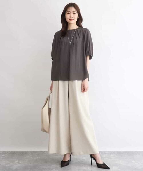 MK MICHEL KLEIN / エムケーミッシェルクラン シャツ・ブラウス | [UVカット/接触冷感/洗える]サテン フロントタックデザインブラウス | 詳細8