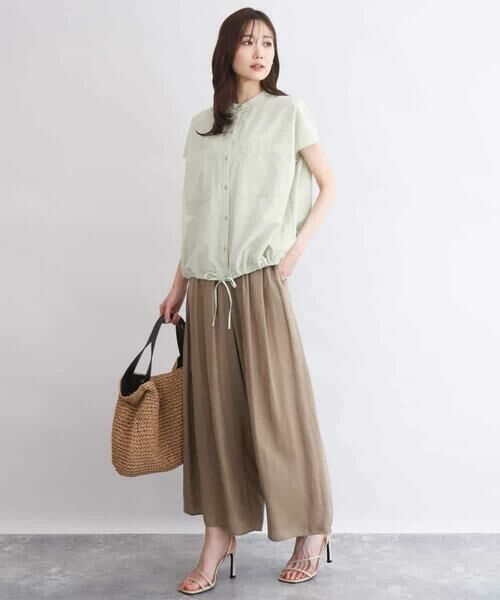 MK MICHEL KLEIN / エムケーミッシェルクラン シャツ・ブラウス | [接触冷感/洗える]ドロストデザインバンドカラーブラウス | 詳細3