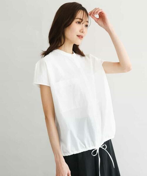 MK MICHEL KLEIN / エムケーミッシェルクラン シャツ・ブラウス | [接触冷感/洗える]ドロストデザインバンドカラーブラウス | 詳細8