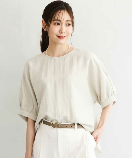 MK MICHEL KLEIN / エムケーミッシェルクラン シャツ・ブラウス | [UVカット/接触冷感/洗える]ボリュームスリーブブラウス（ベージュ）