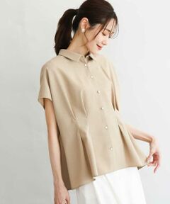 MK MICHEL KLEIN / エムケーミッシェルクラン シャツ・ブラウス | [洗える]リネンライクストレッチ ウエストタックデザイン衿付きブラウス