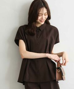 MK MICHEL KLEIN / エムケーミッシェルクラン シャツ・ブラウス | [洗える]リネンライクストレッチ ウエストタックデザイン衿付きブラウス