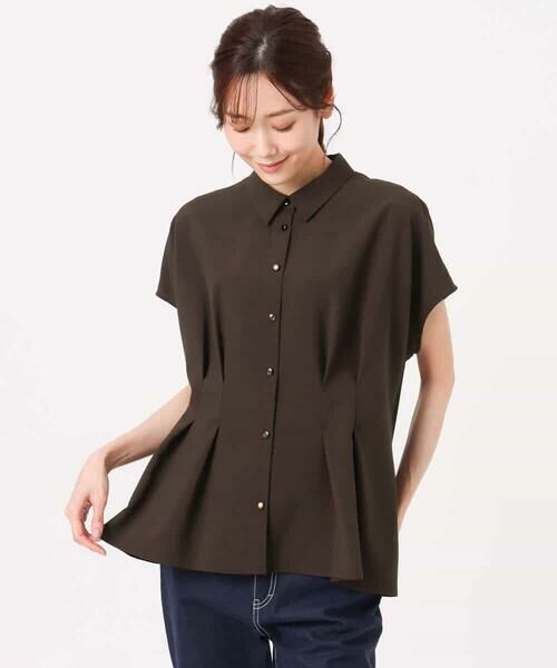 MK MICHEL KLEIN / エムケーミッシェルクラン シャツ・ブラウス | [洗える]リネンライクストレッチ ウエストタックデザイン衿付きブラウス | 詳細14