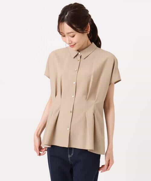 MK MICHEL KLEIN / エムケーミッシェルクラン シャツ・ブラウス | [洗える]リネンライクストレッチ ウエストタックデザイン衿付きブラウス | 詳細22
