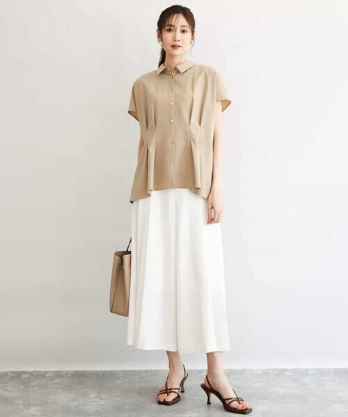 MK MICHEL KLEIN / エムケーミッシェルクラン シャツ・ブラウス | [洗える]リネンライクストレッチ ウエストタックデザイン衿付きブラウス | 詳細4