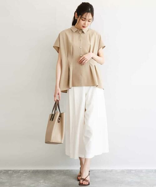 MK MICHEL KLEIN / エムケーミッシェルクラン シャツ・ブラウス | [洗える]リネンライクストレッチ ウエストタックデザイン衿付きブラウス | 詳細6