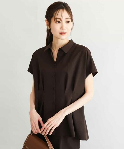 MK MICHEL KLEIN / エムケーミッシェルクラン シャツ・ブラウス | [洗える]リネンライクストレッチ ウエストタックデザイン衿付きブラウス | 詳細7