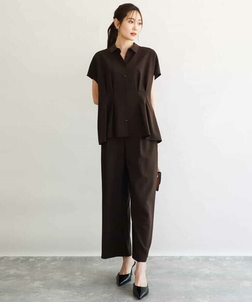 MK MICHEL KLEIN / エムケーミッシェルクラン シャツ・ブラウス | [洗える]リネンライクストレッチ ウエストタックデザイン衿付きブラウス | 詳細9