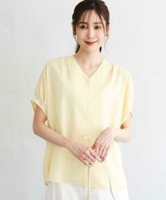 MK MICHEL KLEIN / エムケーミッシェルクラン シャツ・ブラウス | [洗える]Vネックタックスリーブブラウス