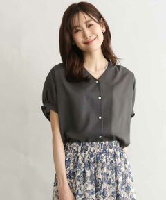 MK MICHEL KLEIN / エムケーミッシェルクラン シャツ・ブラウス | [洗える]Vネックタックスリーブブラウス