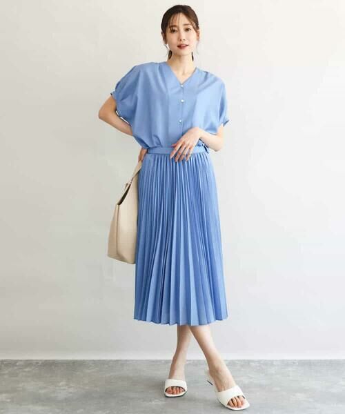 MK MICHEL KLEIN / エムケーミッシェルクラン シャツ・ブラウス | [洗える]Vネックタックスリーブブラウス | 詳細10