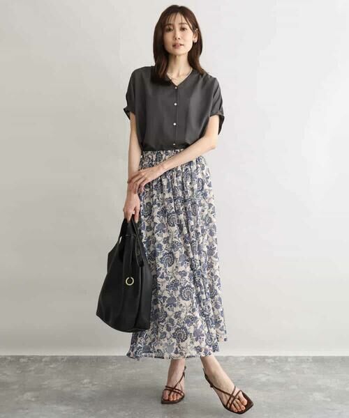 MK MICHEL KLEIN / エムケーミッシェルクラン シャツ・ブラウス | [洗える]Vネックタックスリーブブラウス | 詳細13