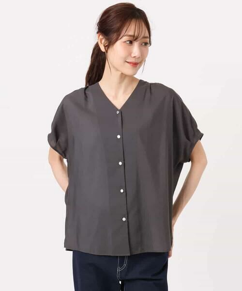 MK MICHEL KLEIN / エムケーミッシェルクラン シャツ・ブラウス | [洗える]Vネックタックスリーブブラウス | 詳細15