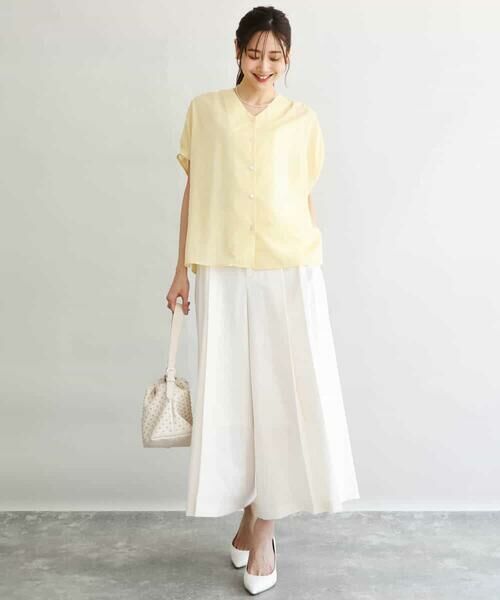 MK MICHEL KLEIN / エムケーミッシェルクラン シャツ・ブラウス | [洗える]Vネックタックスリーブブラウス | 詳細2