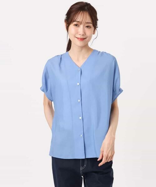 MK MICHEL KLEIN / エムケーミッシェルクラン シャツ・ブラウス | [洗える]Vネックタックスリーブブラウス | 詳細26