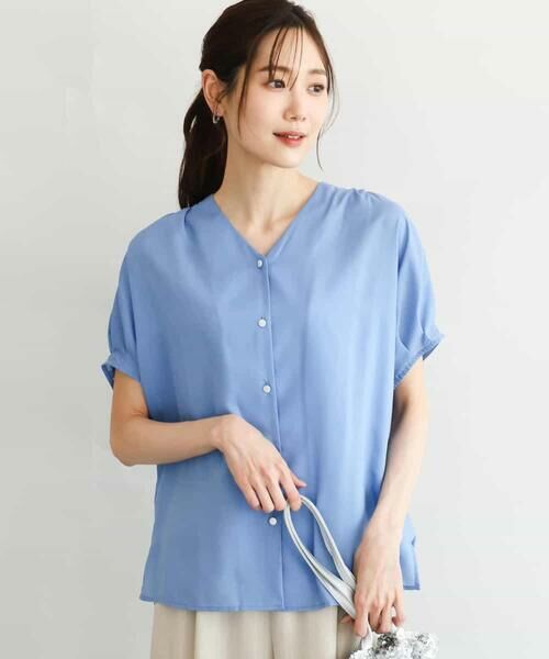 MK MICHEL KLEIN / エムケーミッシェルクラン シャツ・ブラウス | [洗える]Vネックタックスリーブブラウス | 詳細5