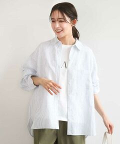 MK MICHEL KLEIN / エムケーミッシェルクラン シャツ・ブラウス | リネン混ストライプシャツブラウス/接触冷感/洗える