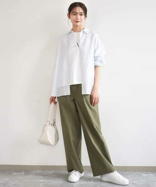 MK MICHEL KLEIN / エムケーミッシェルクラン シャツ・ブラウス | リネン混ストライプシャツブラウス/接触冷感/洗える | 詳細2