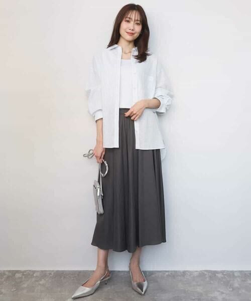 MK MICHEL KLEIN / エムケーミッシェルクラン シャツ・ブラウス | リネン混ストライプシャツブラウス/接触冷感/洗える | 詳細5