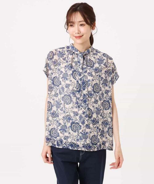 MK MICHEL KLEIN / エムケーミッシェルクラン シャツ・ブラウス | [洗える]更紗プリント花柄シフォンブラウス/前後2way | 詳細18